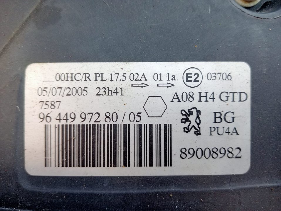 Faro izquierdo 9644997280 de Peugeot 1007 (km_) 2005-2005 75 CV - pieza usada
