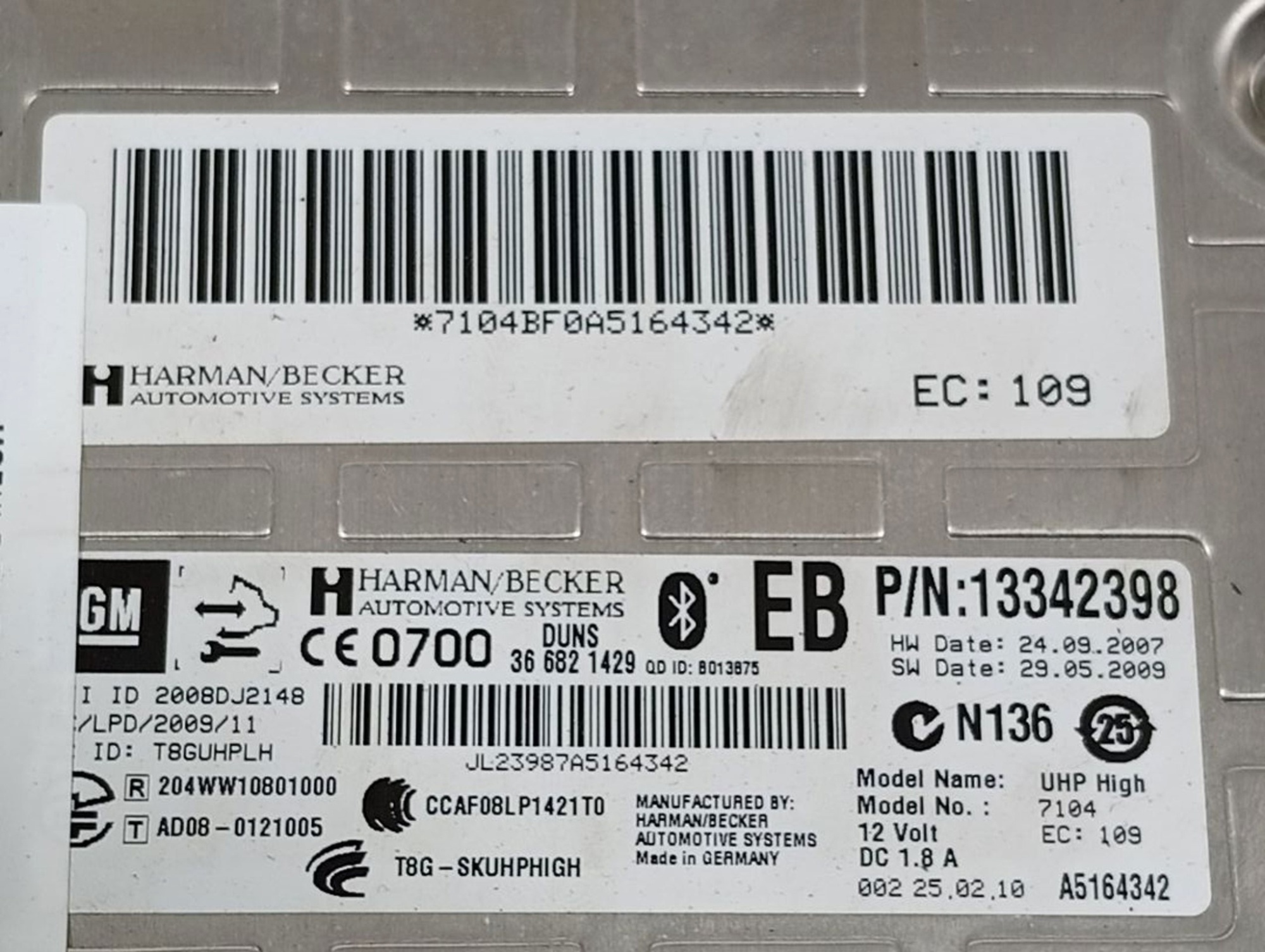 Módulo bluetooth A20DTH 13342398 de Opel Insignia a (g09) 2008-2017 - pieza usada