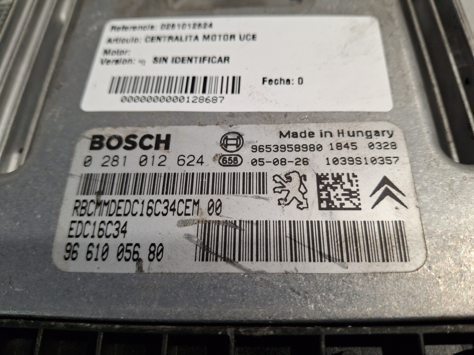 Switchboard engine uce 0281012624 de Citroen C5 ii (rc_) 2004-2008