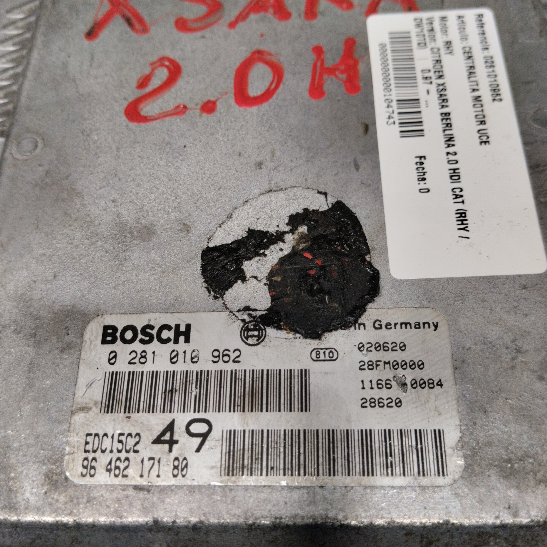 Switchboard engine uce 0281010962 de Citroen Xsara (n1) 2000-2005 - pieza usada